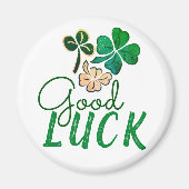 Green Good Luck Four Leaf Clover Shamrock Magneet (Voorkant)