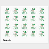 Green Good Luck Four Leaf Clover Shamrock Ronde Sticker (Vel)
