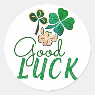 Green Good Luck Four Leaf Clover Shamrock Ronde Sticker