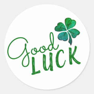 Green Good Luck Four Leaf Clover Shamrock Ronde Sticker