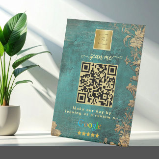 Green Google Reviews Business Link QR Code   Reclamebord Met Voetstuk