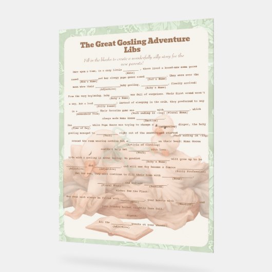 Green Goose Libs Baby Shower Group game (Angle)