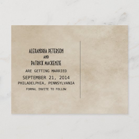 Green Gothic Swirls Enregistrer la date Carte post (Dos)