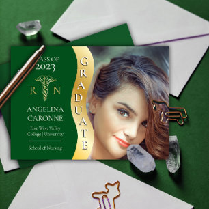 Green Goud Afstuderen Golf Caduceus RN Nursing Af Aankondiging