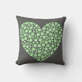 Green Gradient Heart Circles – Dark Grey Minimal  Kussen