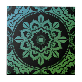 Green Gradient Mandala Ceramic Tile Tegeltje