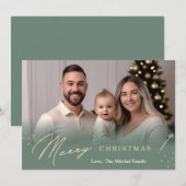 Green Gradient Minimalist Holiday Christmas Kaart (Voorkant / Achterkant)