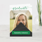Green Graduate Script Modern Photo Invitation (Devant)