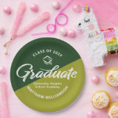 Green Graduation Bold Retro Script Cap Icon Simple Papieren Bordje (Feest)