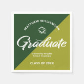 Green Graduation Bold Retro Script Cap Icon Simple Servet (Voorkant)