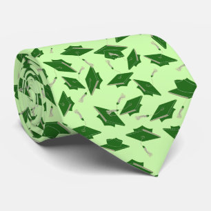 Green Graduation Caps Tossed in Air op Mint Green Stropdas