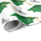 Green Graduation Caps with Diplomas Cadeaupapier (Rol Hoek)