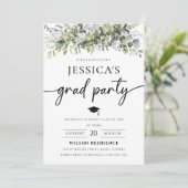 Green Graduation Party uitnodiging (Staand voorkant)