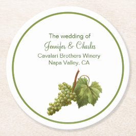 Green Grape Cluster Winery Wedding Ronde Kartonnen Onderzetter