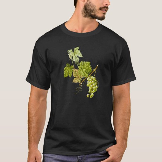 Green Grape Vine Botanical Illustration T-shirt (Voorkant)