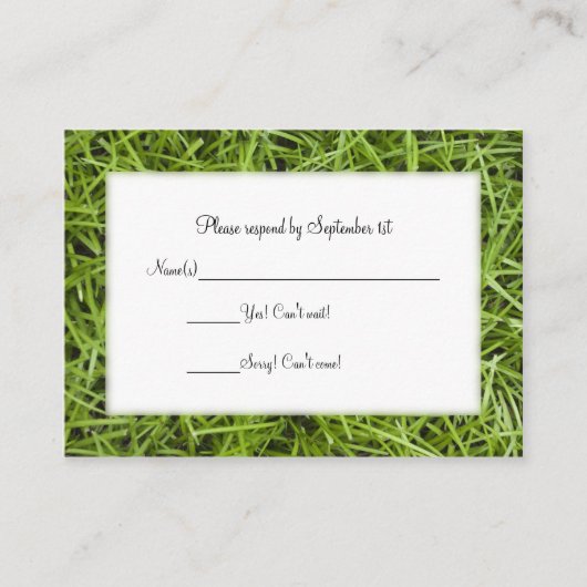 Green Grass Backyard Wedding RSVP Informatiekaartje (Voorkant)