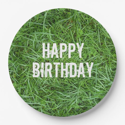 Green Grass Birthday Papieren Bordje (Voorkant)