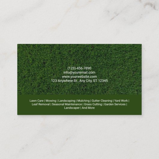 Green Grass Lawn Care Landscaping Tree Service Visitekaartje (Achterkant)