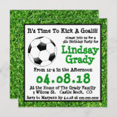 Green Grass Soccer Birthday Uitnodiging (Voorkant / Achterkant)
