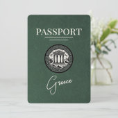 Green Greece Passport Save the Date Kaart (Staand voorkant)