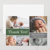 Green Grey Baby shower photo Collage Merci (Devant / Derrière)