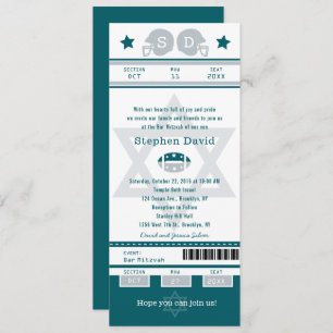 Green Grey Bar Mitzvah Football Billet Invitation