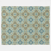 Green Grey Blauwgroen Blue Ochre Hip Bohemian Bali Fleece Deken (Voorkant (Horizontaal))