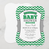 Green Grey Chevron Baby shower Invitation (Devant / Derrière)