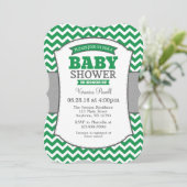 Green Grey Chevron Baby shower Invitation (Debout devant)