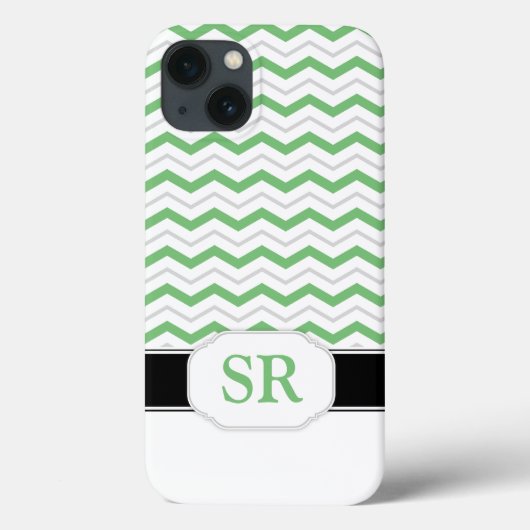 Green & Grey Chevron Monogram iPad 2/3/4 Coque (Verso)