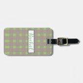 Green Grey Gingham Personalized Bagagelabel (Voorkant horizontaal)