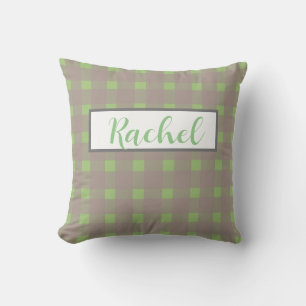 Green Grey Gingham Personalized Kussen