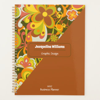 Green Groovy 60s 70s Floral Swirls II Notebook