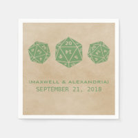 Green Grunge D20 Dice Gamer Paper Napkins