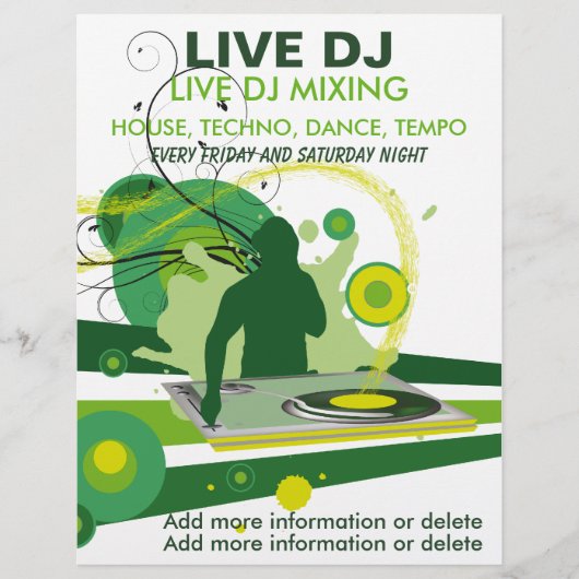 Green Grunge Live DJ Flyer (Voorkant)