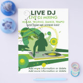 Green Grunge Live DJ Flyer (Enkel)