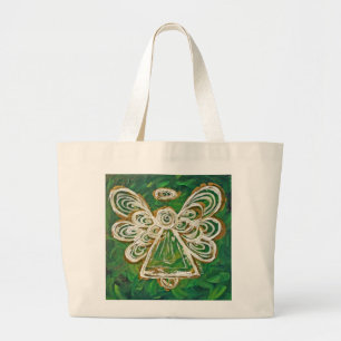 Green Guardian Angel Art Custom Canvas tas