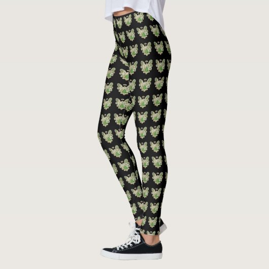 Green Guardian Angel Art Custom Holiday Leggings (Gauche)