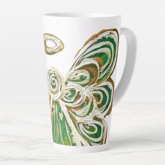 Green Guardian Angel Art Custom Latte Mug Cup (Angle droit)