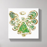 Green Guardian Angel Art Wrapped Canvas Painting