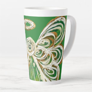 Green Guardian Angel Christmas Art Latte Mug Cup