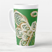 Green Guardian Angel Christmas Art Latte Mug Cup (Angle gauche)