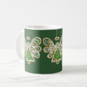 Green Guardian Angel Holiday Art Café Mug Cup (Devant gauche)
