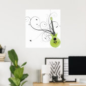 Green Guitar Envy Poster (Thuiskantoor)