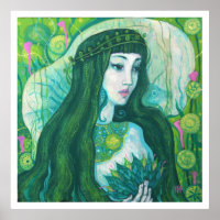 Green Hair Mermaid Underwater Fantasy Surreal Art