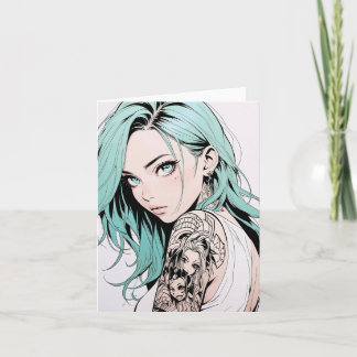 Green Hair Tattoo Anime Girl