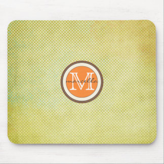 Green Halftone Oranje Monogram Muismat
