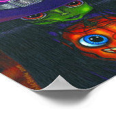 Green Halloween Pumpkin Witch Big Eyes Poster (Hoek)