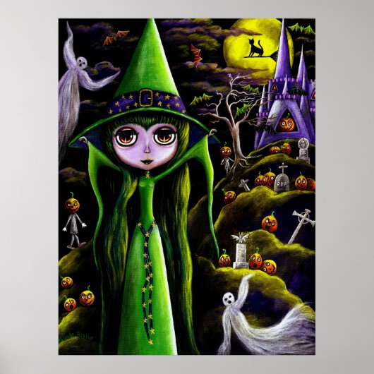 Green Halloween Witch Poster (Voorkant)