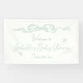 Green Hand Drawn Bow Baby shower Welkom Spandoek (Horizontaal)